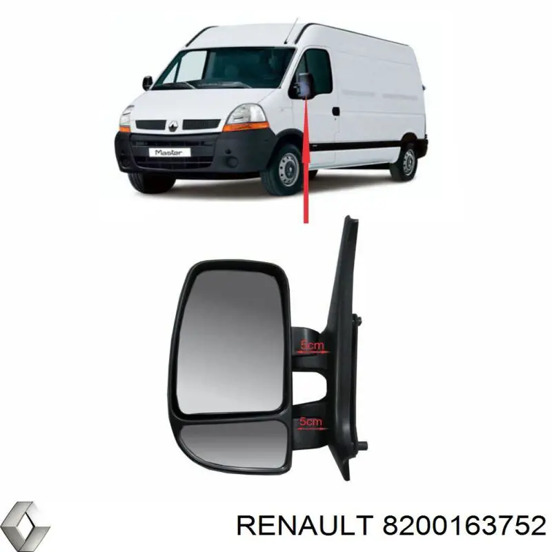 Купити 8200163752 Renault (RVI) Бічне дзеркало заднього виду ліве