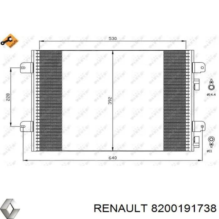 Конденсатор кондиціонера Renault (RVI) 8200191738 ціна, від 72.32 USD
