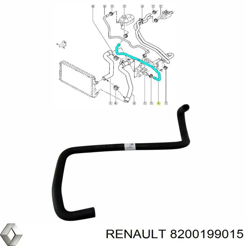 Купити 8200199015 Renault (RVI) Шланг розширювального бачка, нижній