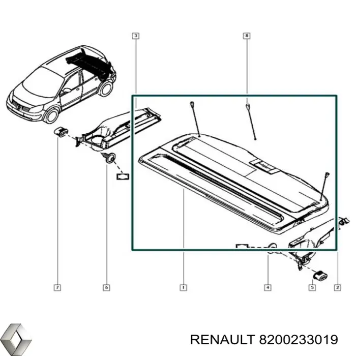 Полку салону, задня (багажного відсіку) Renault (RVI) 8200233019 ціна, від 18.83 USD