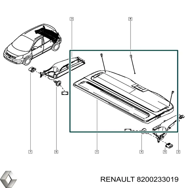 8200233019 Renault (RVI) Полку салону, задня