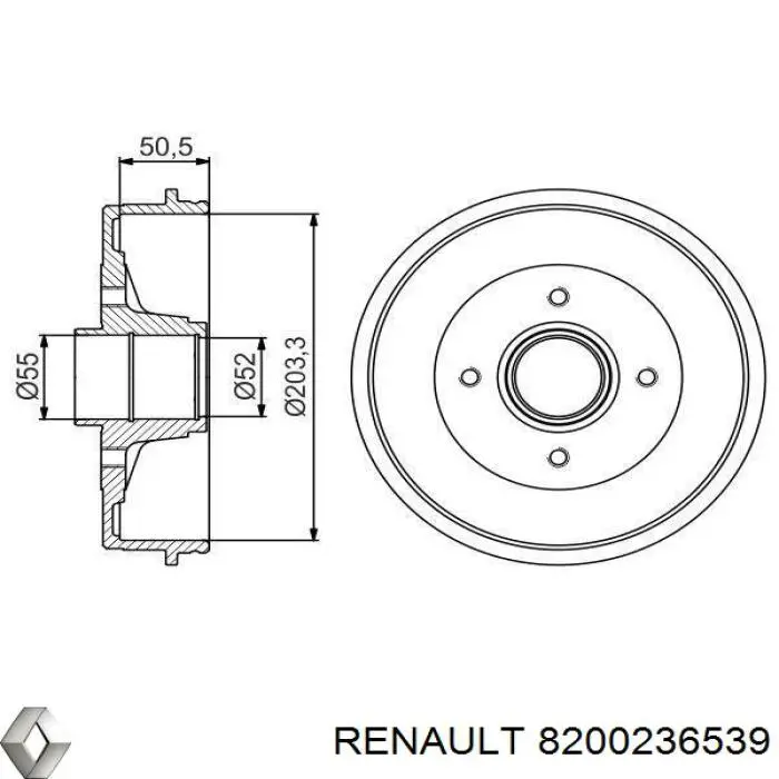 Барабан гальмівний задній Renault (RVI) 8200236539 ціна, від 39.19 USD