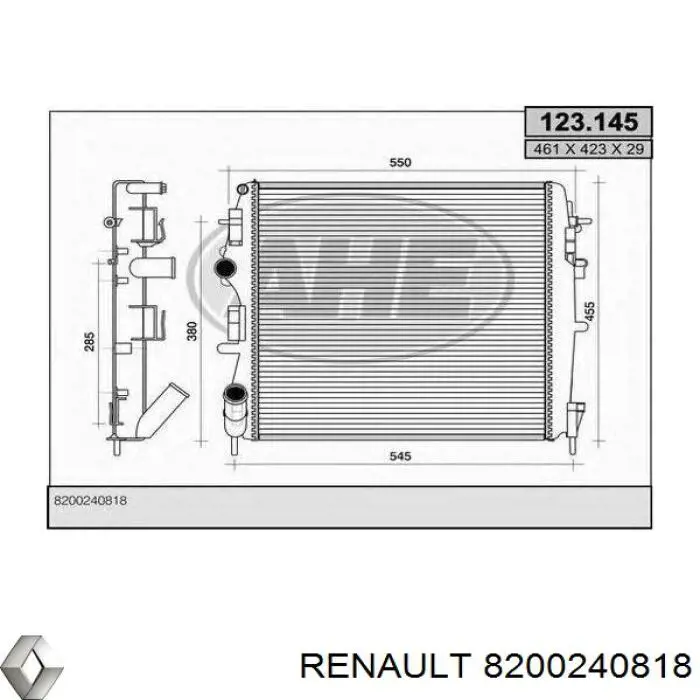 8200240818 Renault (RVI) радіатор охолодження двигуна