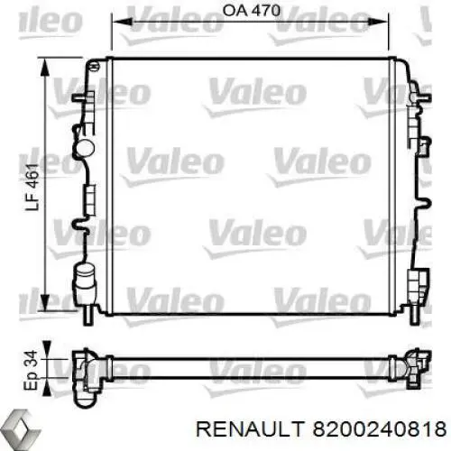 Радіатор основний Renault (RVI) 8200240818 ціна, від 64.44 USD