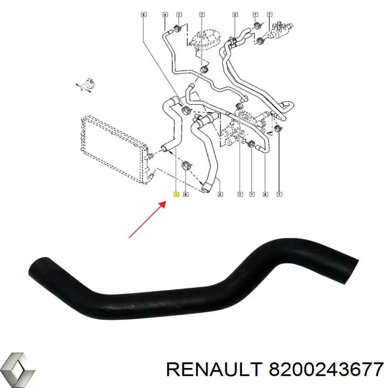 Купити 8200243677 Renault (RVI) Шланг/патрубок радіатора охолодження, верхній