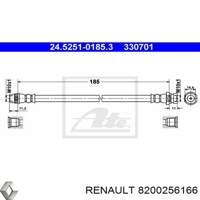 8200256166 Renault (RVI) Шланг гальмівний задній