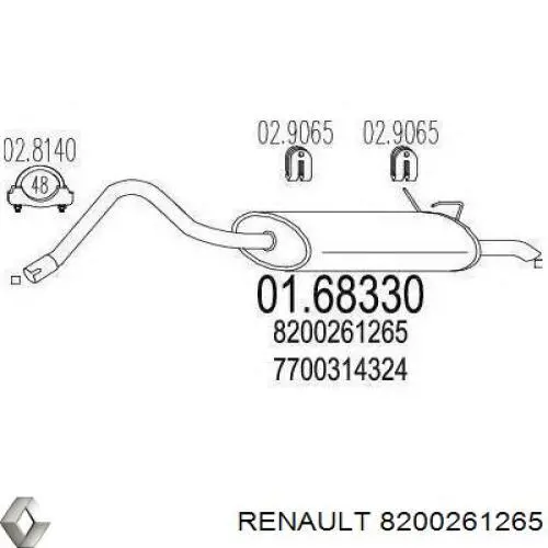 Глушник, задня частина 8200261265 Renault (RVI)