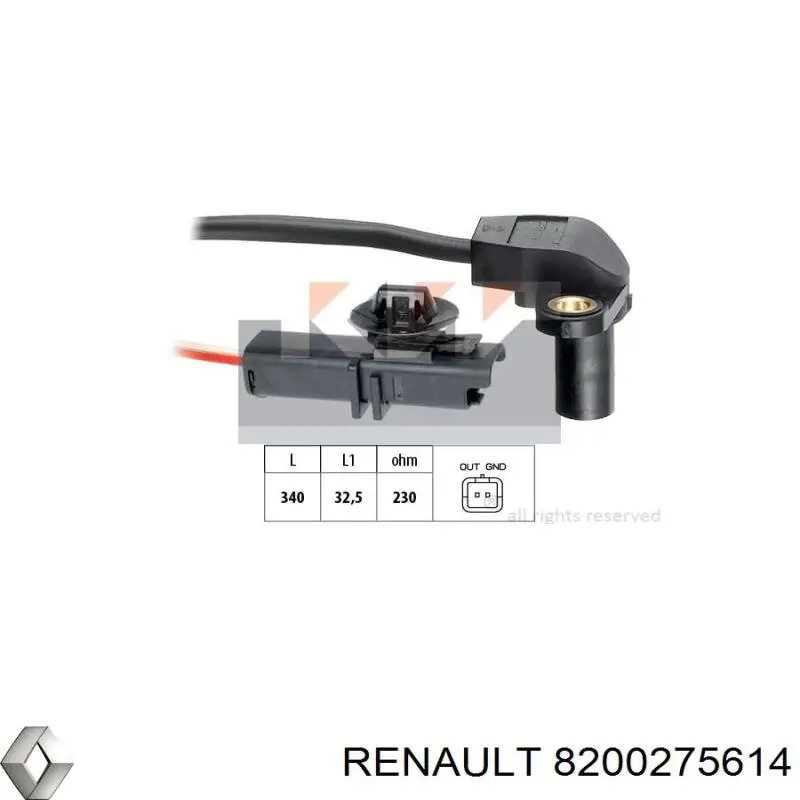 Датчик обертів колінвалу Renault (RVI) 8200275614 ціна, від 19.36 USD