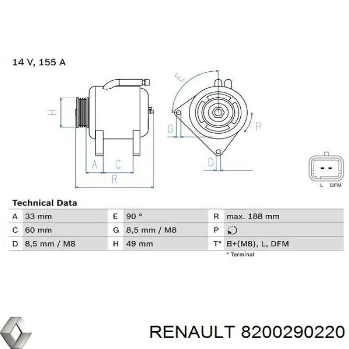 8200290220 Renault (RVI) генератор