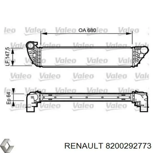8200292773 Renault (RVI) Охолоджувач наддувочного повітря