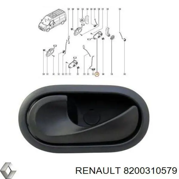 Купити 8200310579 Renault (RVI) Ручка двері лівою внутрішня перед/зад