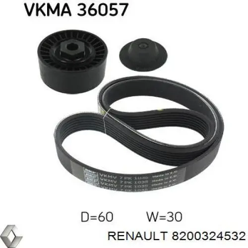 Натяжний ролик Renault (RVI) 8200324532 ціна, від 22.16 USD