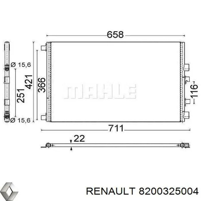 8200325004 Renault (RVI) радіатор кондиціонера