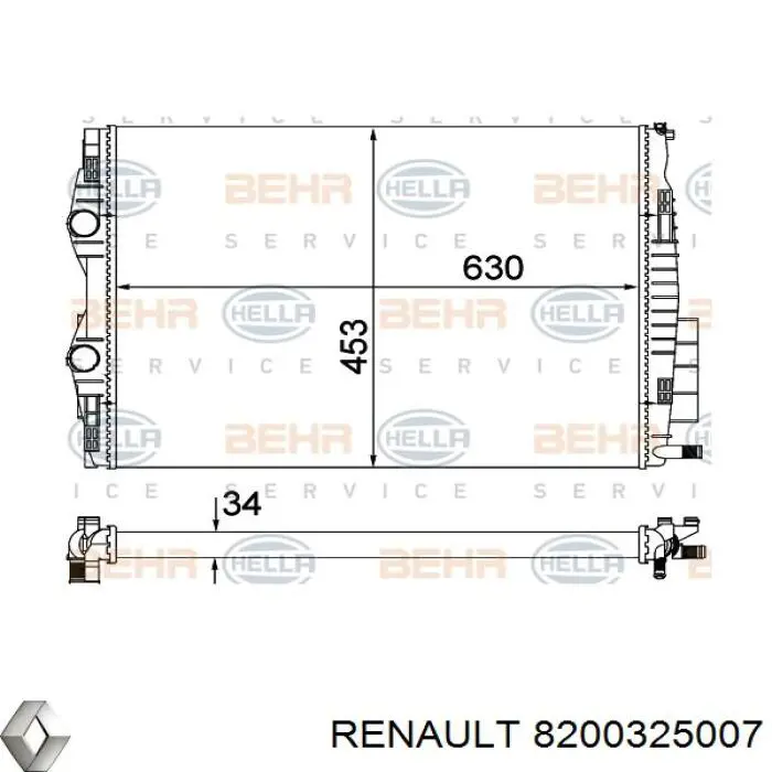 Радіатор основний Renault (RVI) 8200325007 ціна, від 92.34 USD