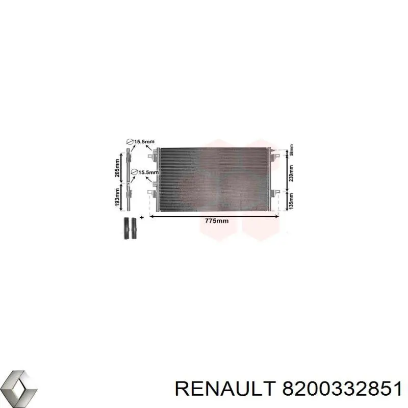 Конденсатор кондиціонера Renault (RVI) 8200332851 ціна, від 81.14 USD