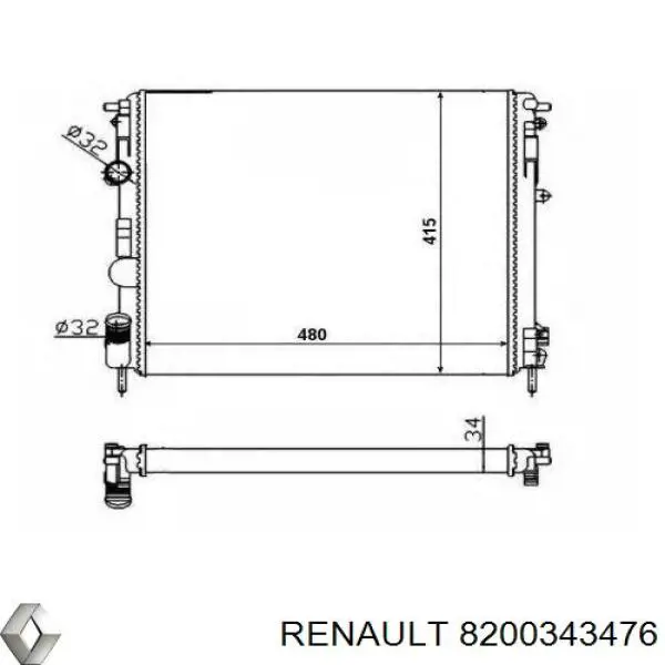 8200343476 Renault (RVI) радіатор охолодження двигуна