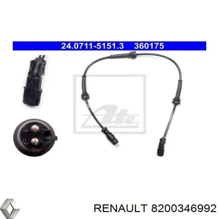 Датчик АБС (ABS) передній 8200346992 Renault (RVI)