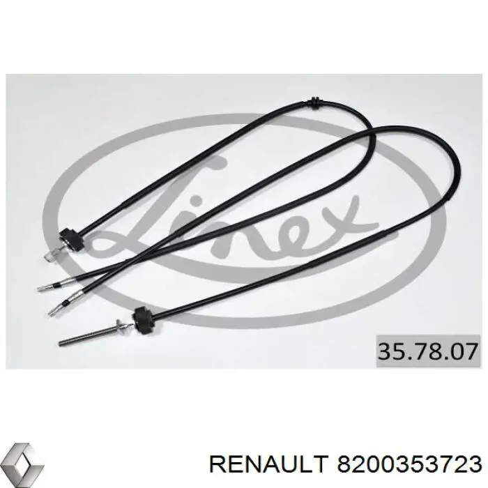 Трос ручного гальма задній, правий/лівий 8200353723 Renault (RVI)