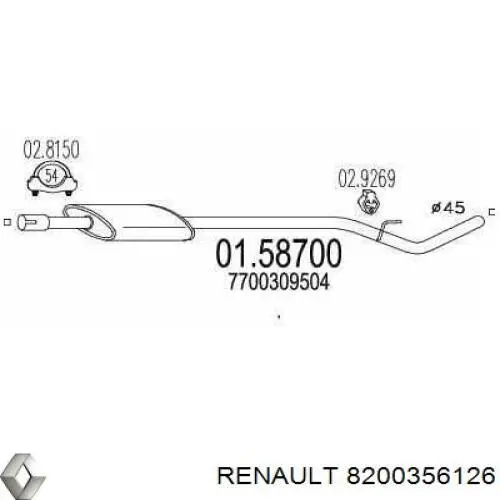 Глушник Renault (RVI) 8200356126 ціна, від 27.85 USD