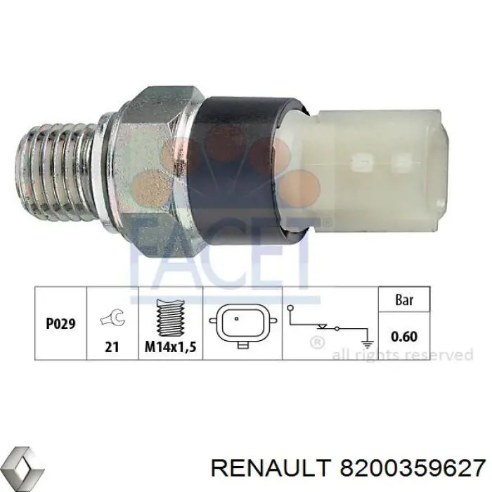 8200359627 Renault (RVI) датчик тиску масла