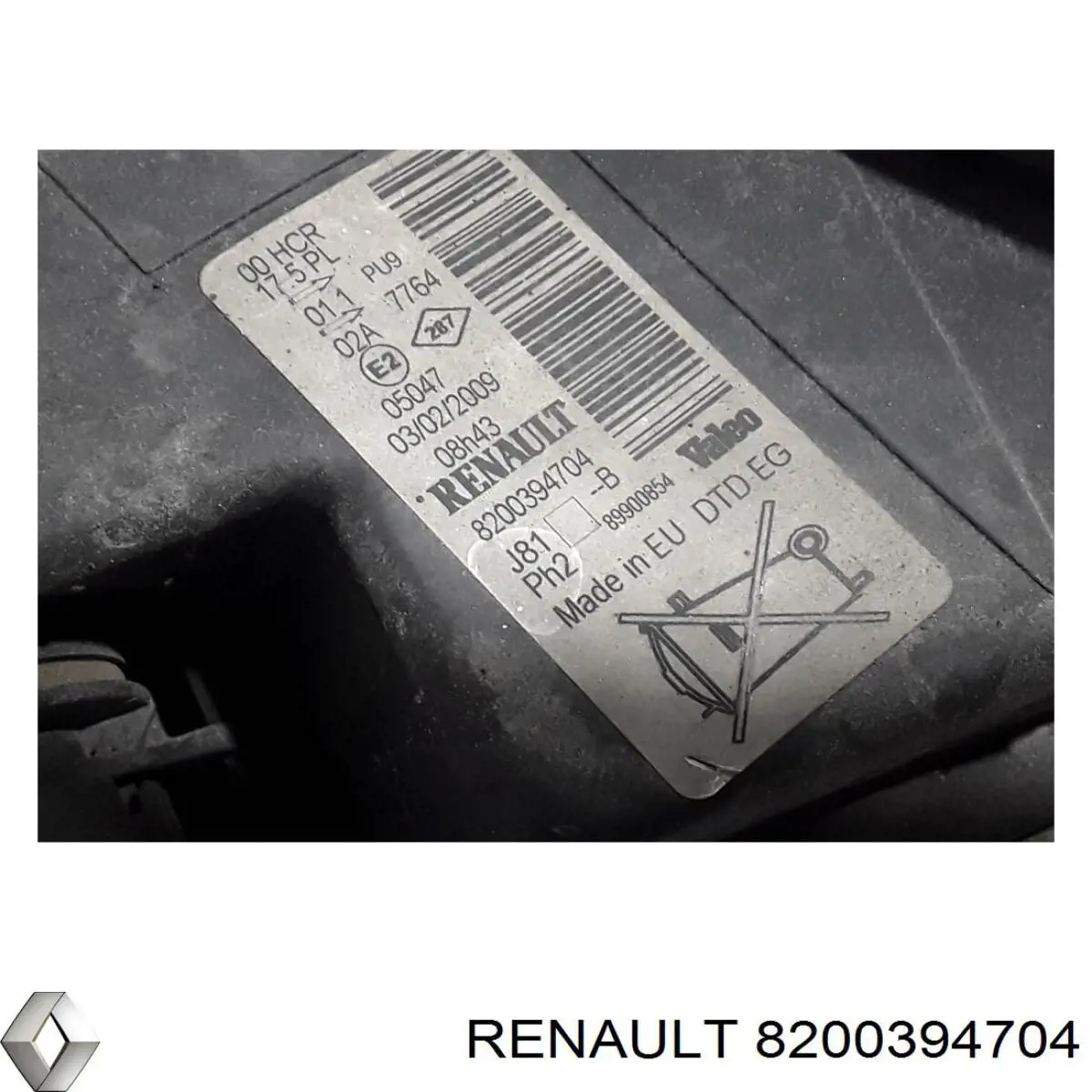 Фара правая Renault (RVI) 8200394704 ціна, від 56.37 USD