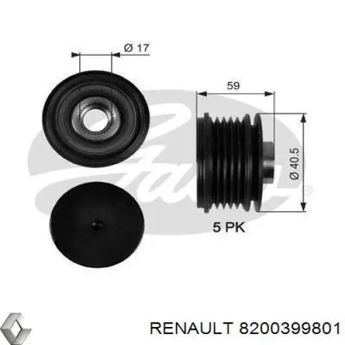 8200399801 Renault (RVI) Обгонна муфта генератора