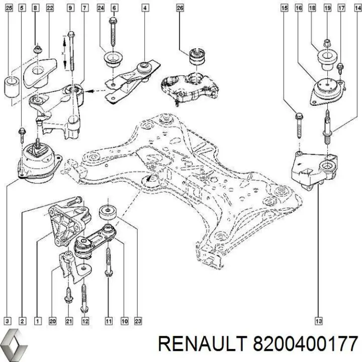 Кронштейн подушки (опори) двигуна, правої Renault (RVI) 8200400177 ціна, від 15.82 USD