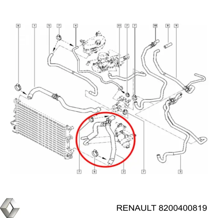 Купити 8200400819 Renault (RVI) Шланг/патрубок радіатора охолодження, нижній