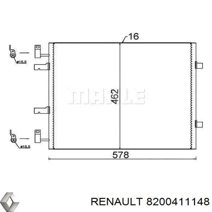 Конденсатор кондиціонера Renault (RVI) 8200411148 ціна, від 73.89 USD