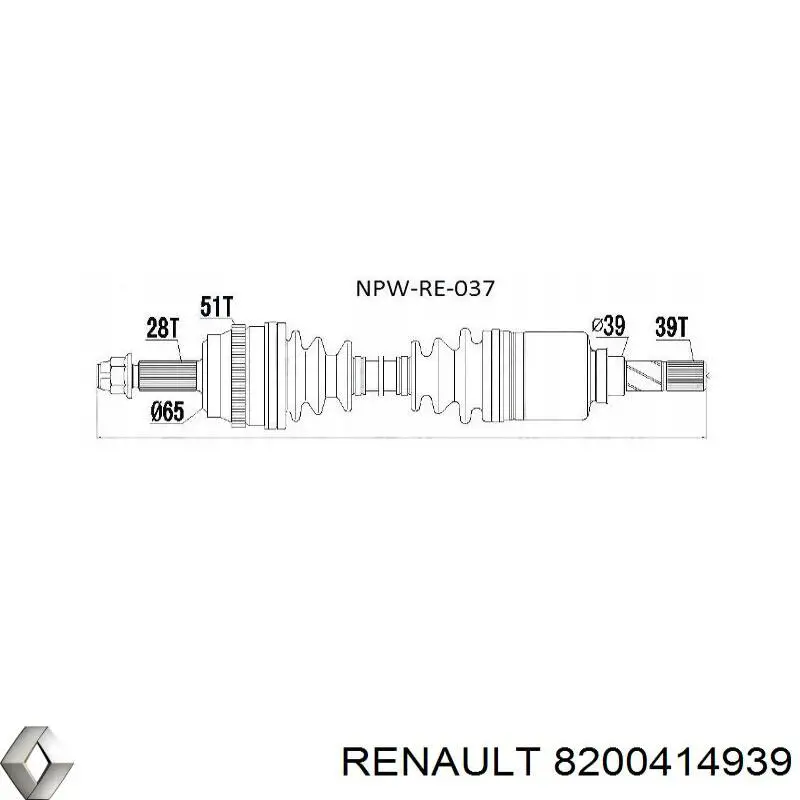Привід передній лівий Renault (RVI) 8200414939 ціна, від 93.48 USD