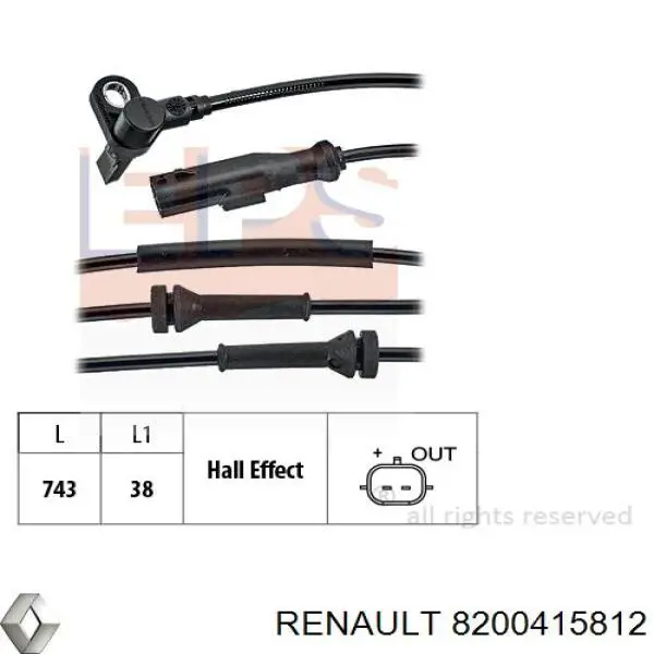 Купити 479100868R Renault (RVI) Датчик АБС (ABS) передній