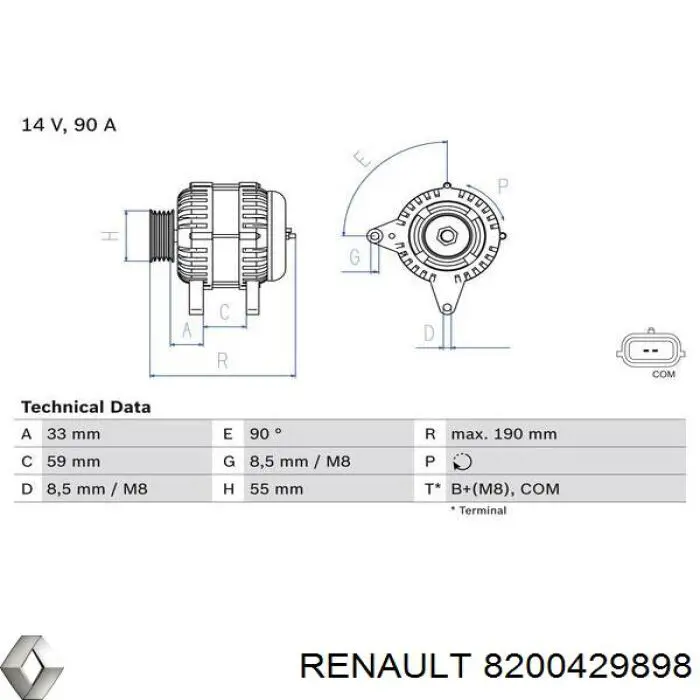 Генератор 8200429898 Renault (RVI)