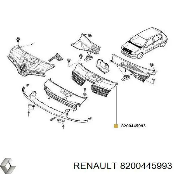 Облицювання радіатора Renault (RVI) 8200445993 ціна, від 12.13 USD