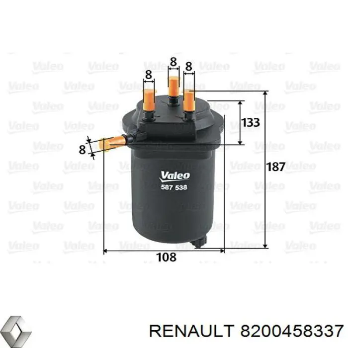 Купити 8200458337 Renault (RVI) Фільтр-відстійник палива грубої очистки