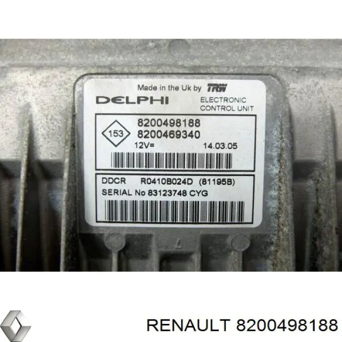 Електронний блок керування двигуном 8200498188 Renault (RVI)