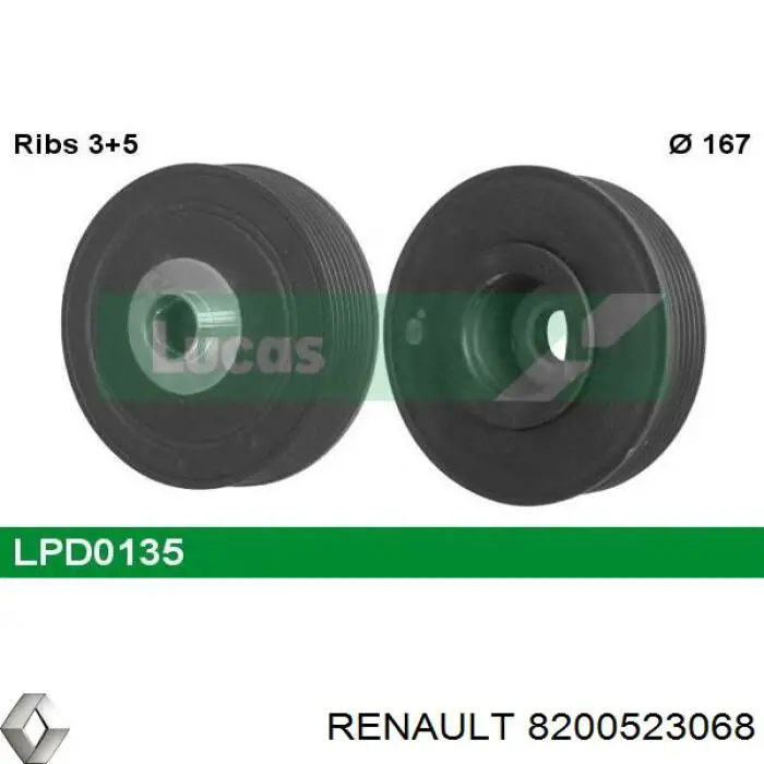 Шків колінвала (демпфер ) Renault (RVI) 8200523068 ціна, від 69.86 USD