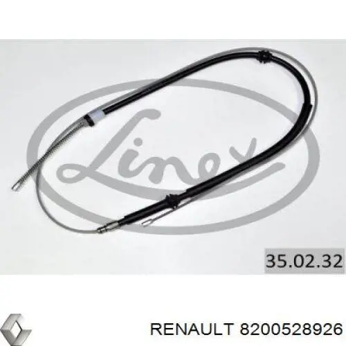 Купити 8200528926 Renault (RVI) Трос ручного гальма задній, правий/лівий