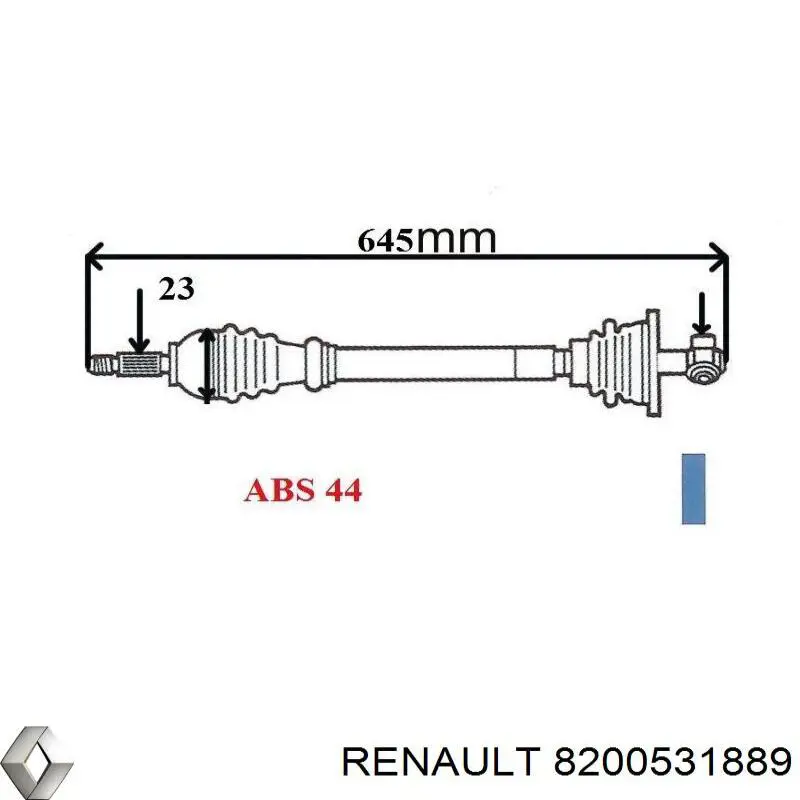 Піввісь (привід) передня, ліва 8200531889 Renault (RVI)