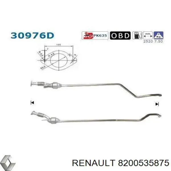 Купити 8200535875 Renault (RVI) Перетворювач відпрацьованих газів