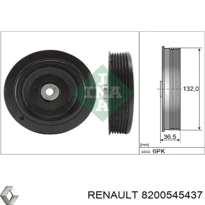 Шків колінвала (демпфер ) Renault (RVI) 8200545437 ціна, від 28.82 USD