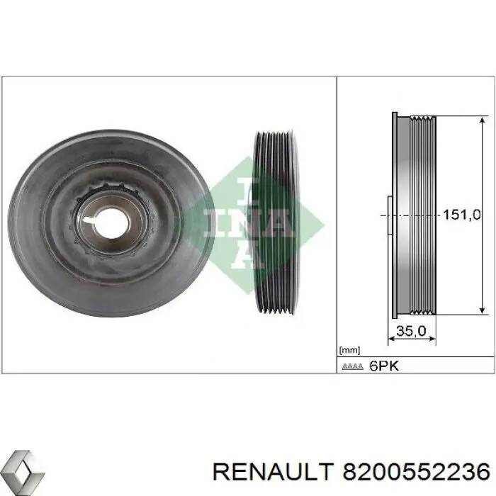 Шків колінвала (демпфер ) Renault (RVI) 8200552236 ціна, від 24.03 USD