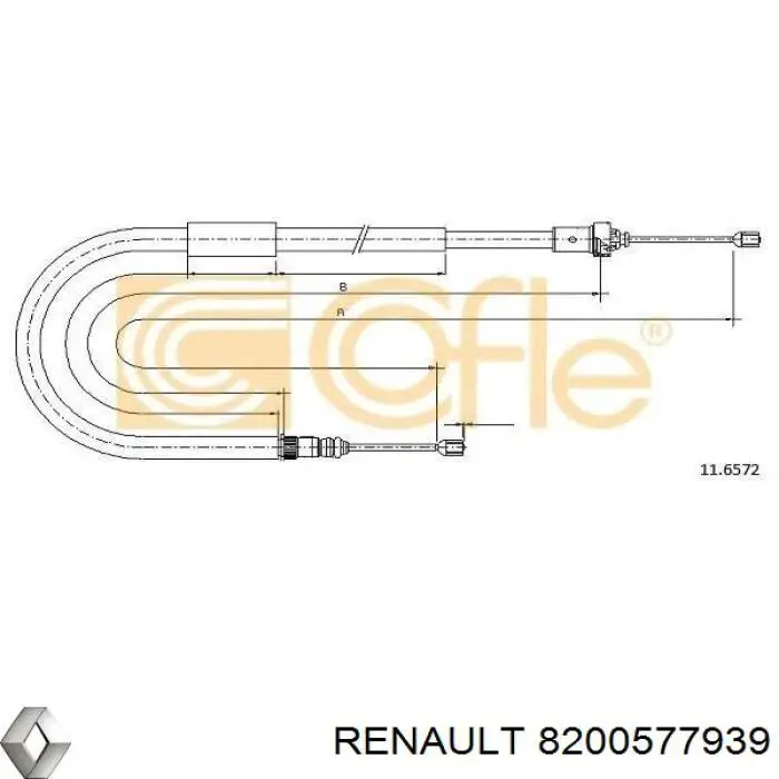 8200577939 Renault (RVI) трос ручного гальма задній, лівий