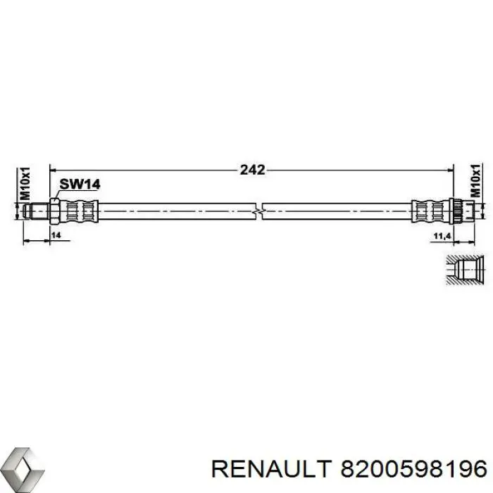 Шланг гальмівний передній Renault (RVI) 8200598196 ціна, від 5.43 USD