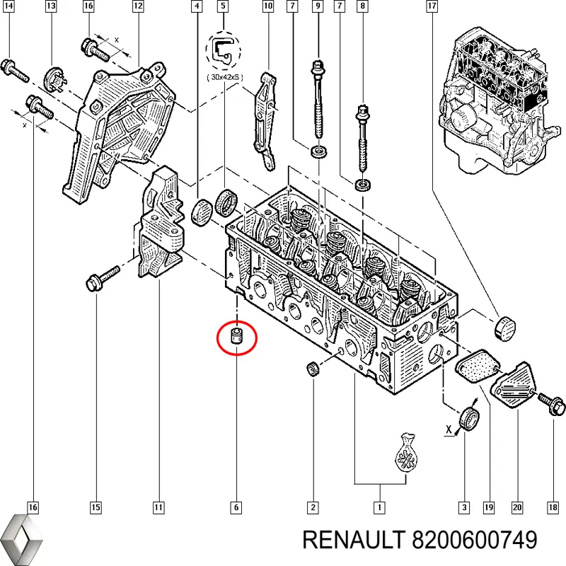 Втулка масляного каналу блоку циліндрів Renault (RVI) 8200600749