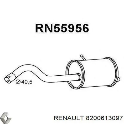 8200613097 Renault (RVI) Глушник, задня частина
