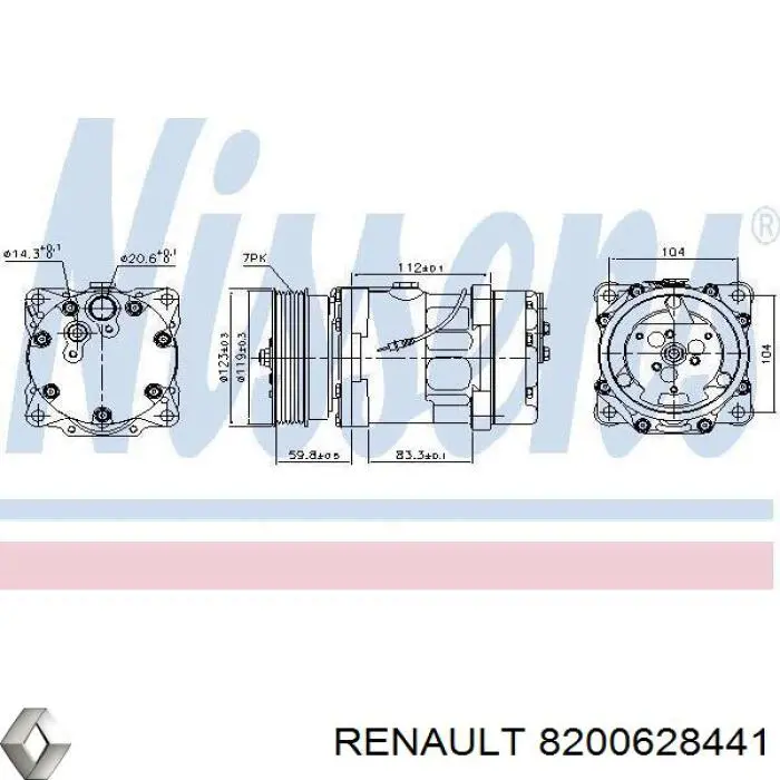 Компресор системи кондиціювання Renault (RVI) 8200628441 ціна, від 332.14 USD