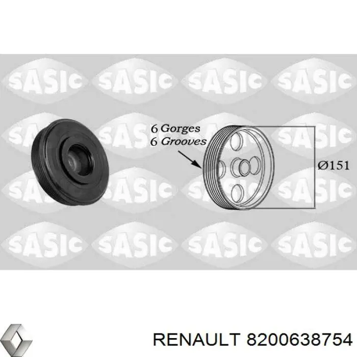Купити 8200638754 Renault (RVI) Шків колінчастого вала
