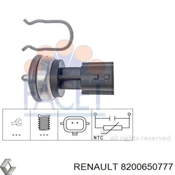 8200650777 Renault (RVI) датчик температури охолоджуючої рідини