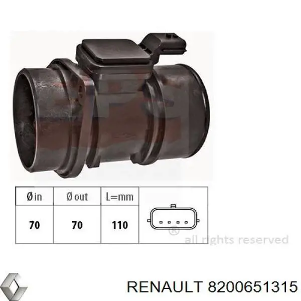 Витратомір повітря Renault (RVI) 8200651315