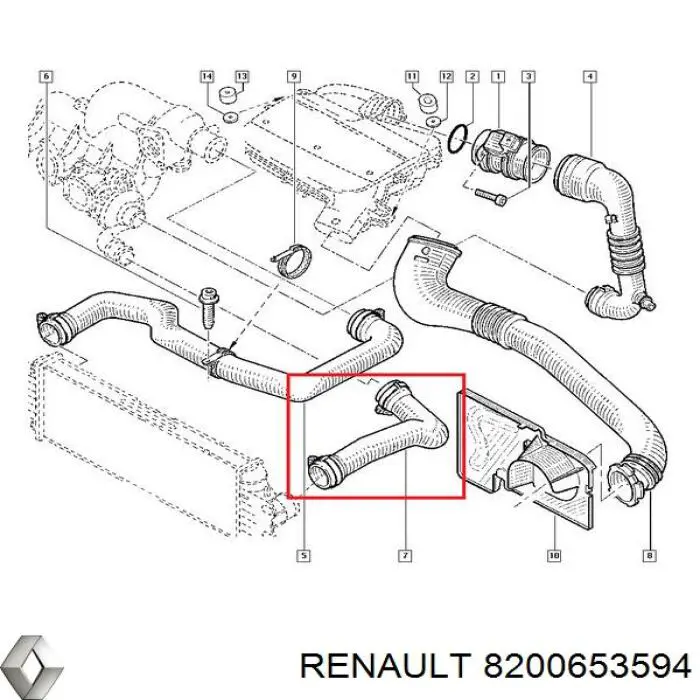 8200653594 Renault (RVI) Трубка, що нагнітається